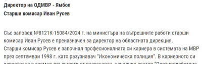 Ръководството на полицията в Ямбол